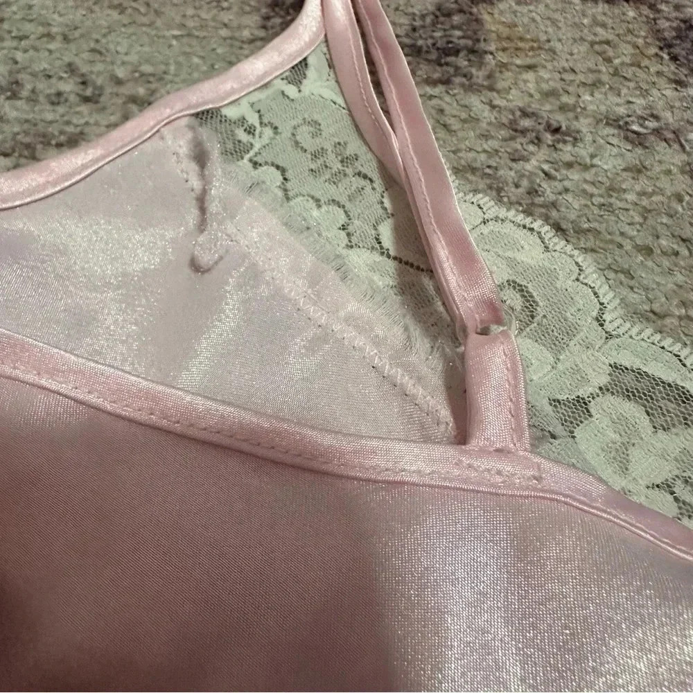 Y2k Pink lace slip dress with embroidery and adjustable straps size medium - Picture 6 of 12